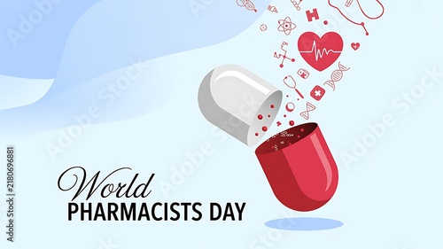 World pharmacists day medical capsule illustration