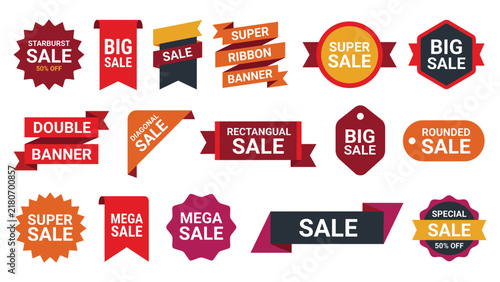 Collection of modern commercial sale and offer promotional banners.