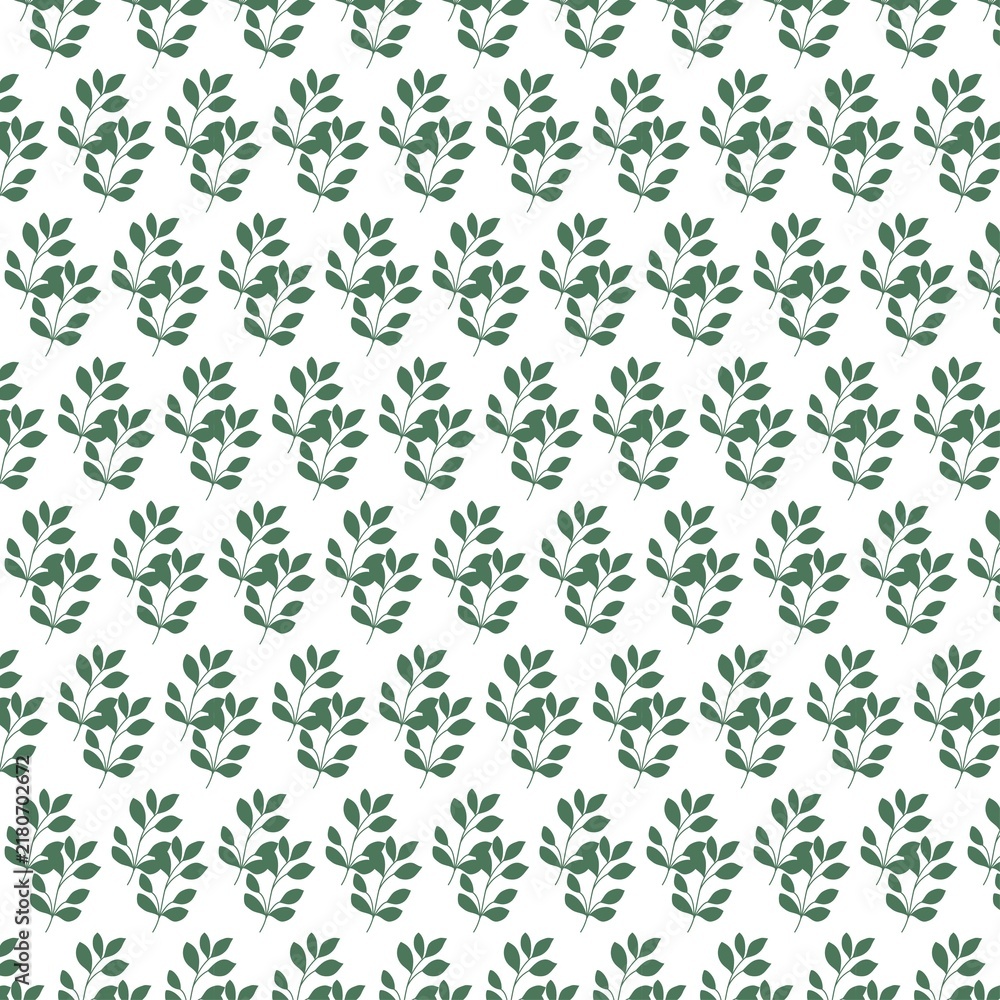 Minimalist green leaf pattern, botanical seamless background with foliage, elegant organic plant wallpaper for textile design