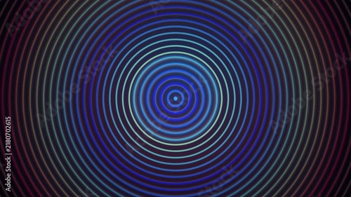 Concentric blue and black circular rings forming a digital ripple pattern