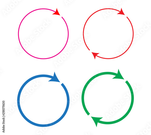 Quadro su tela Colorful circular arrow icons for process flowcharts transparent background