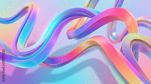 Abstract 3D Colorful Curved Waves and Flowing Lines Wallpaper Background.