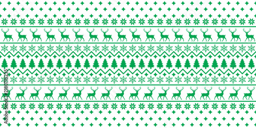 Christmas Sweater Repeat Pattern with Snowflakes and Reindeer Vector Design