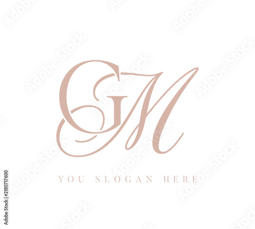 Elegant GM initial wedding monogram logo vector