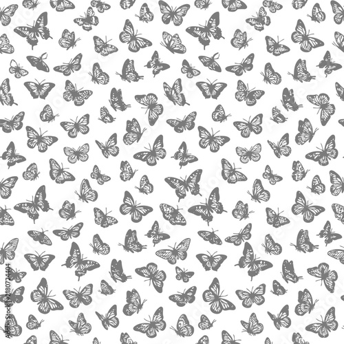Butterfly pattern on white background, gray wings