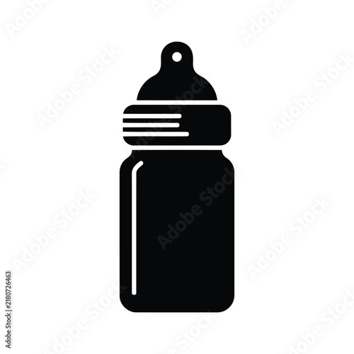 Black silhouette of a baby feeding bottle