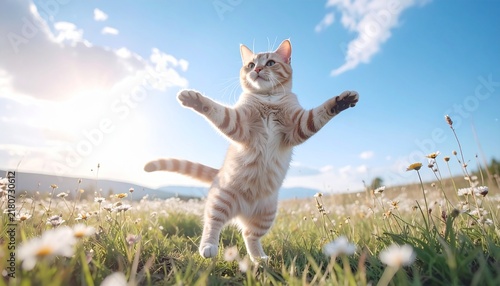 Naklejka 踊っている猫