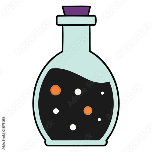 Принти на полотні Mystical Dark Potion Bottle with Bubbling Liquid Illustration