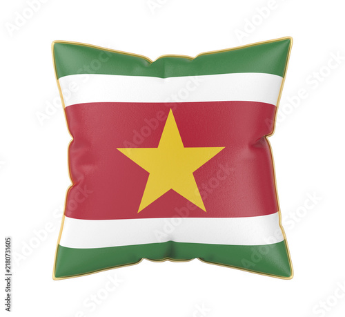 Pillow with the flag of Suriname on transparent background