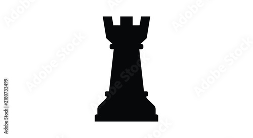 Bild auf Leinwand Chess rook silhouette against a white background a minimalist design