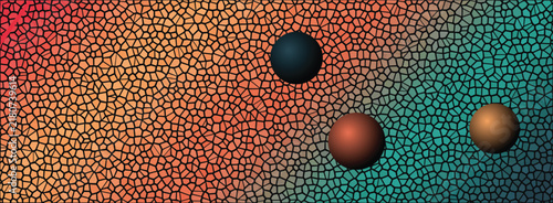 Bild auf Leinwand Fractured geometric pattern with planetary shapes and gradient color scheme mosa
