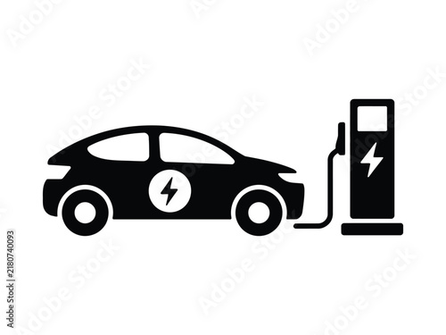 Electric Car Charging Station Icon Isolated