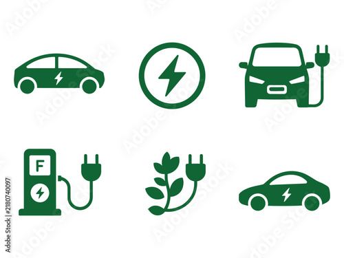 Electric Vehicle Charging Icons Set