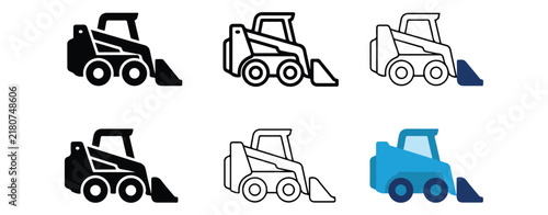construction skid steer loaders with buckets isolated on transparent background