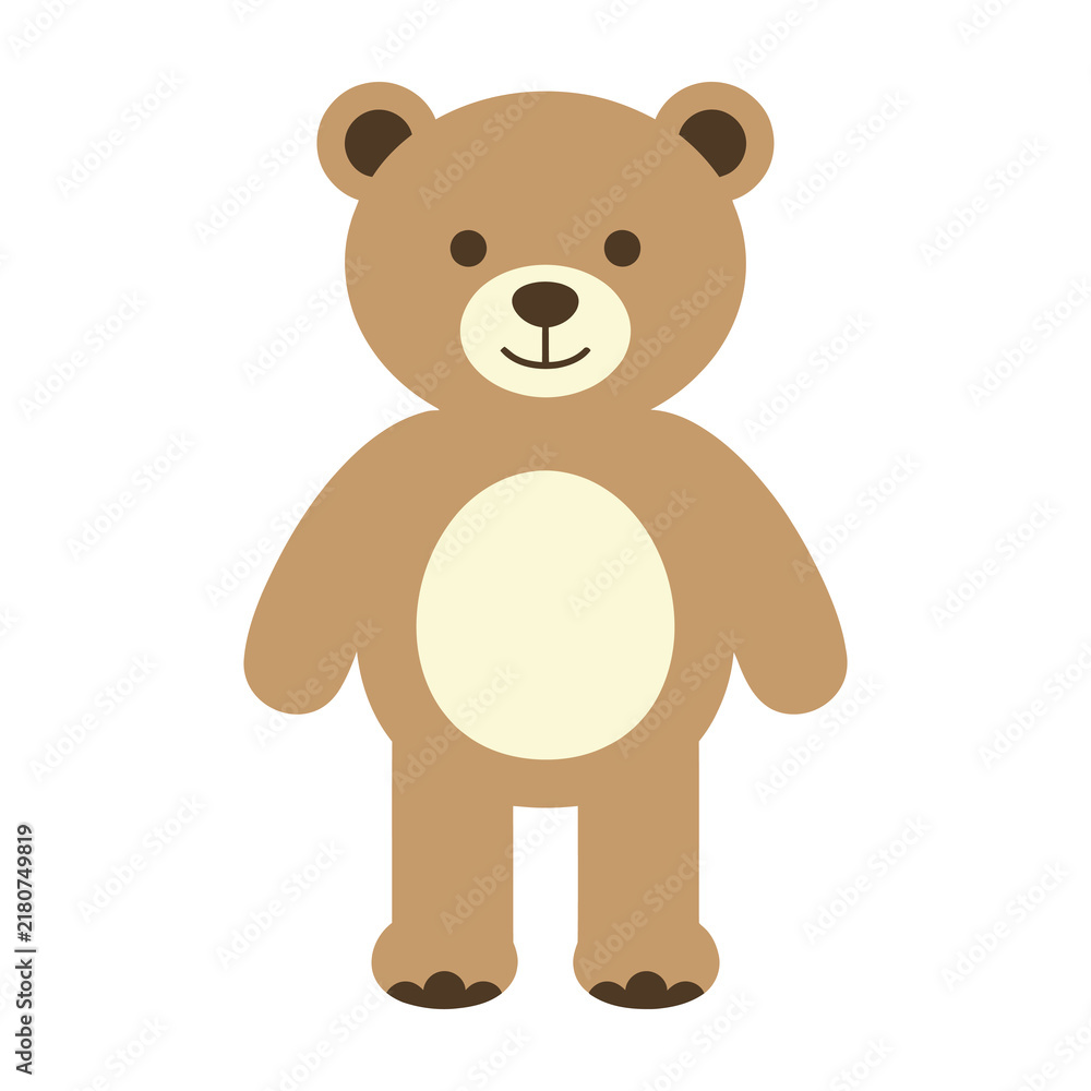 Fototapeta premium Cute brown teddy bear standing on white background smiling sweetly