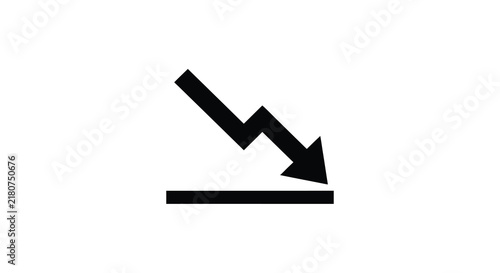 Downward trending arrow icon on a white background represents decline