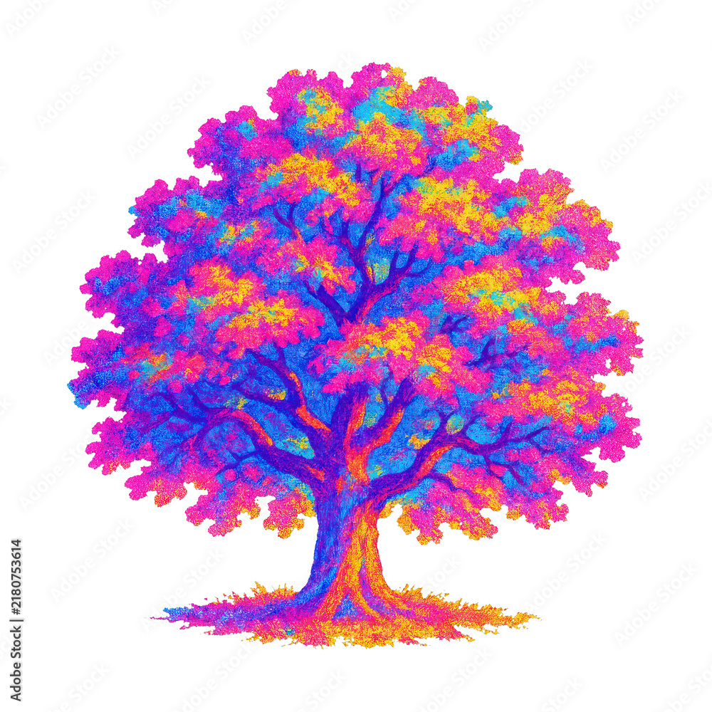 Obraz premium PNG Vibrant colorful tree illustration