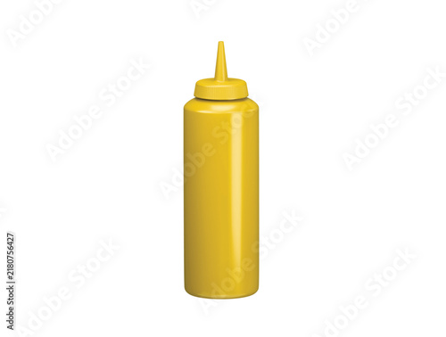 Yellow mustard squeeze bottle with pointed nozzle 3D render illustration isolated