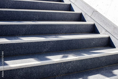 Close Up of Concrete Outdoor Stairs with Anti Slip Edge Strip Markings