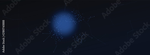 Abstract Deep Blue Digital Network Visualization Featuring Glowing Light Nodes and Interconnected Particle Lines on a Dark Cinematic Background