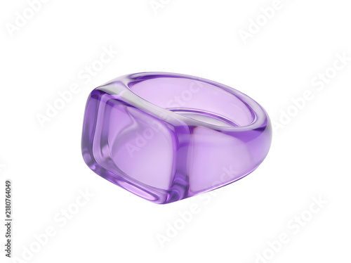 Purple translucent resin ring isolated on transparent background