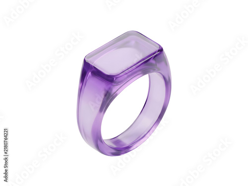 Purple translucent resin ring isolated on transparent background