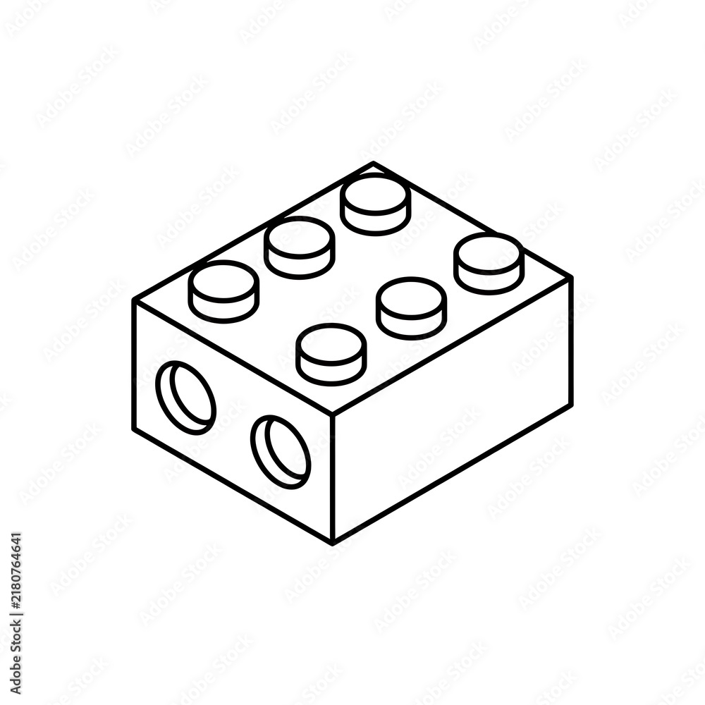 Fototapeta premium LEGO Brick Icon - Outline Vector 2x3 Building Block Toy for Kids & Creativity