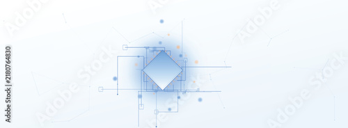 Abstract Digital Background with Glowing Diamond Shaped Geometric Node and Data Connection Lines for Modern Technology Presentation