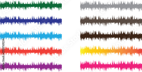 Abstract Wavy Lines Set, Vibrant Color Spectrum Illustration. Dynamic Graphic Design Elements