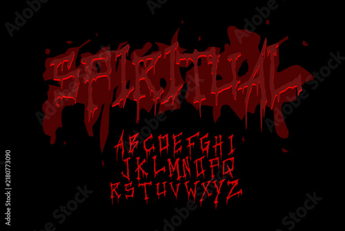 Fotografie Spiritual horror bloody alphabet vector design