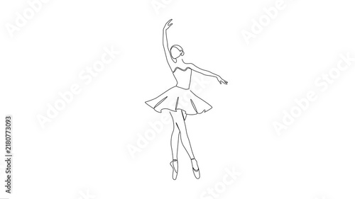 Ballerina Dancing Continuous Line Art Animation. 
