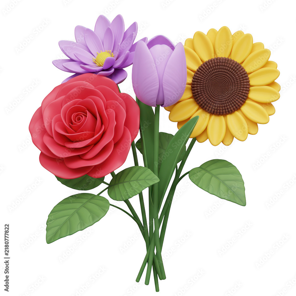Fototapeta premium Photorealistic 3d cgi render of bright yellow sunflower arrangement isolated on dark background for premium graphic design