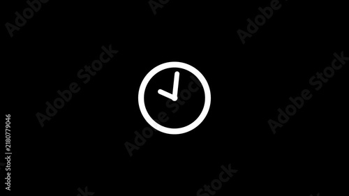 Digital clock icon animation, analog new clock icon animation. wall clock simple design on black background ideal for apps, websites,