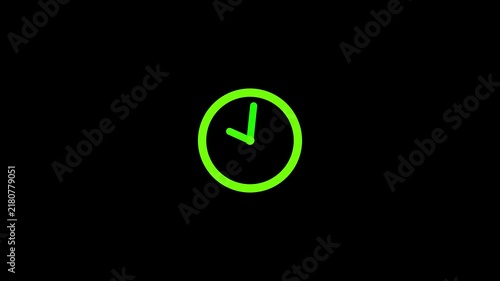 Digital clock icon animation, analog new clock icon animation. wall clock simple design on black background ideal for apps, websites,
