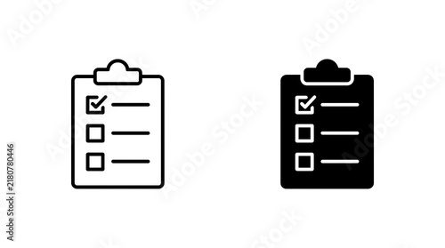 Clipboard checklist icons isolated on transparent background