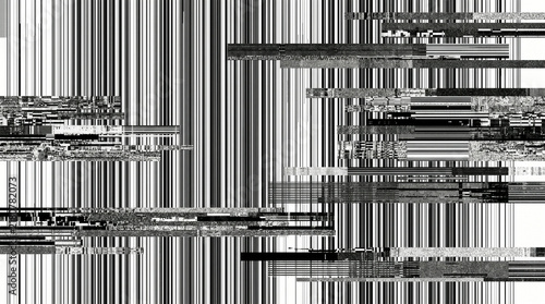 Monochromatic digital glitch background with vertical lines and abstract data corruption