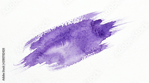 Violet watercolor brush stroke isolated on white background for artistic design projects