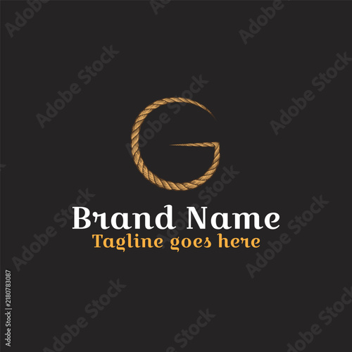 Rope made letter G logo. Fully vector file. CMYK color mode. Easy to download.