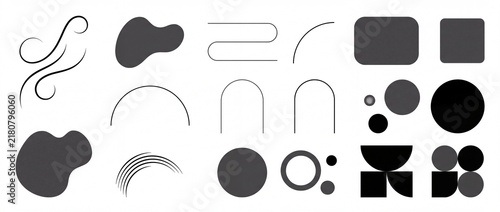 Abstract black and gray shapes and lines on white background