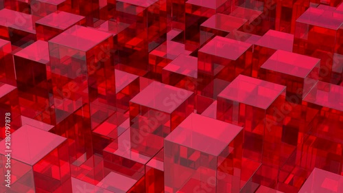 Pulsating red glass equalizer bars, seamless loop background