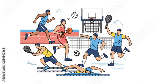 People Playing Various Sports Together.
