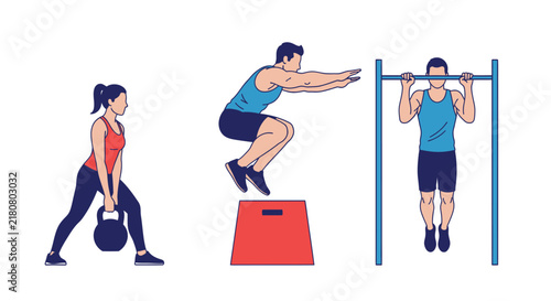 People doing various exercises.