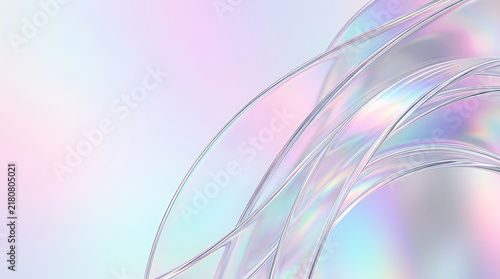 Abstract flowing lines with holographic iridescent colors and soft light waves