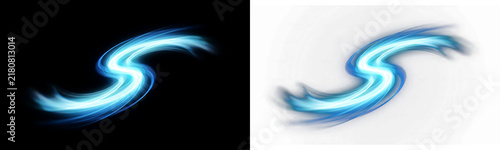 Abstract blue light swirl effect isolated on transparent background