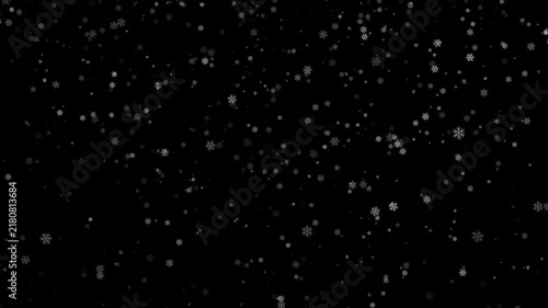 Winter snow background or overlay - falling snowflakes animation, seamless loop. Alpha channel.

