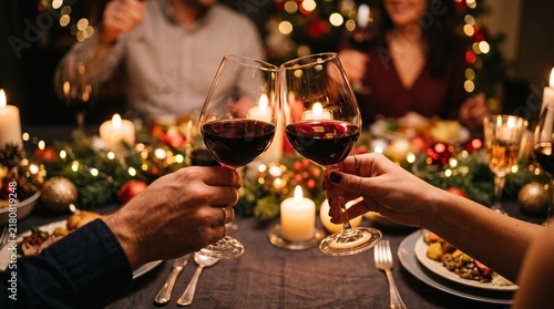 Red Wine Glasses Toasting