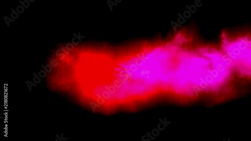 Bright pink and red smoke cloud on black background