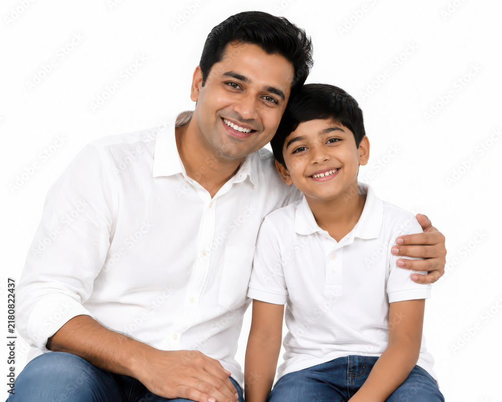 Obraz premium Father and Son Smiling Together
