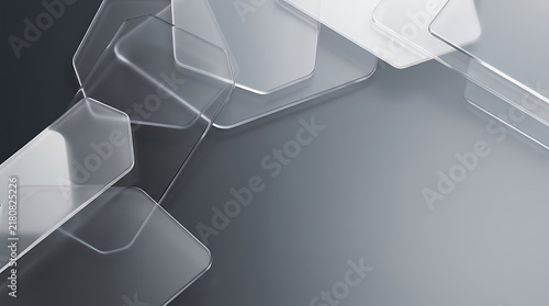Abstract geometric background with layered grey shapes and soft shadows