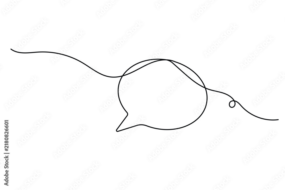 Obraz premium Round speech bubble line art vector illustration with editable stroke